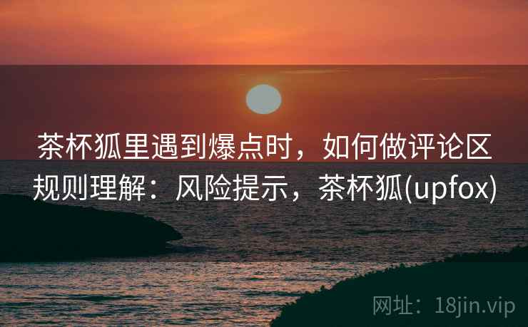 茶杯狐里遇到爆点时,如何做评论区规则理解:风险提示,茶杯狐(upfox) 茶杯狐里遇到爆点时,如何做评论区规则理解:风险提示,茶杯狐(upfox)